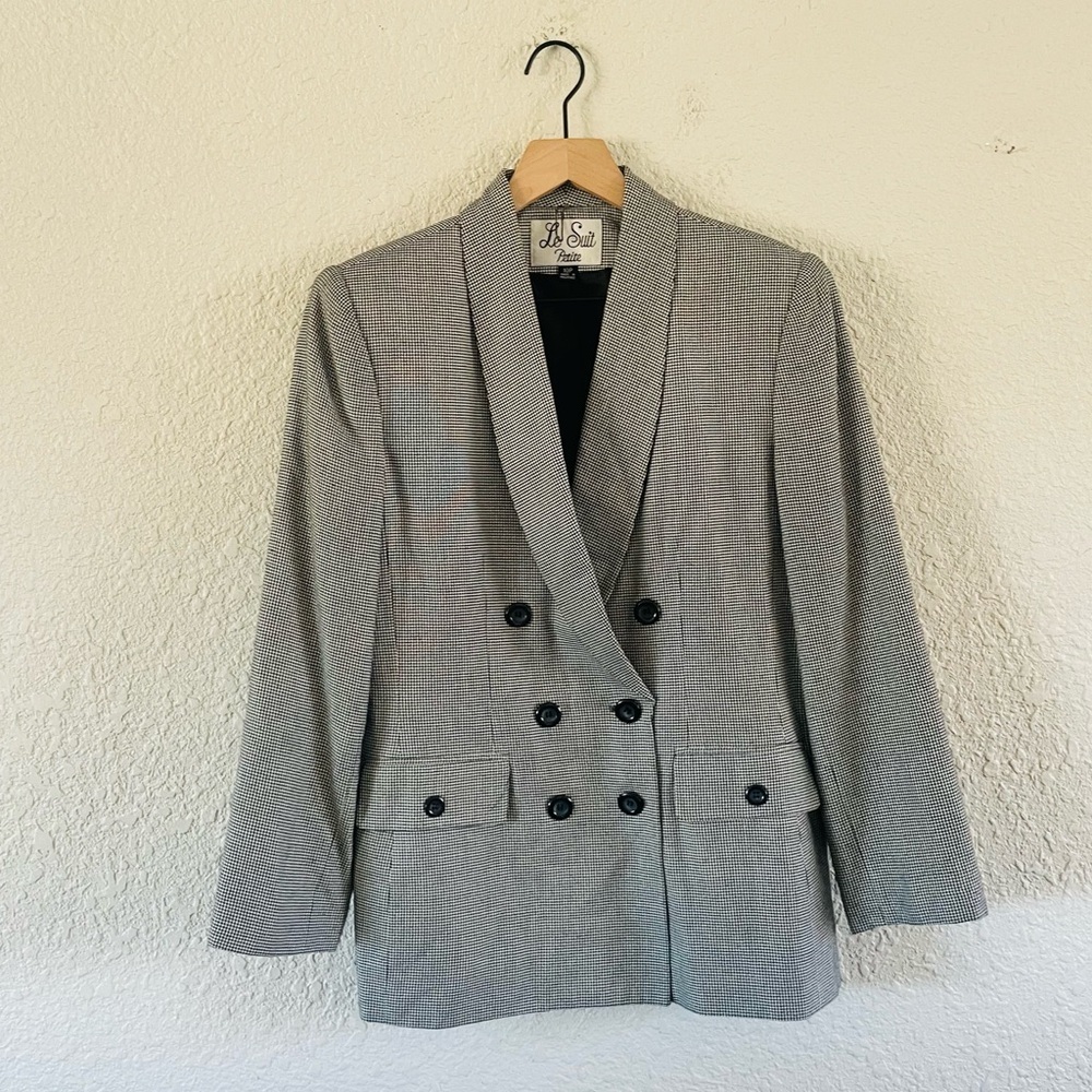 Vintage Le Suit Petite Black & White Houndstooth Blazer